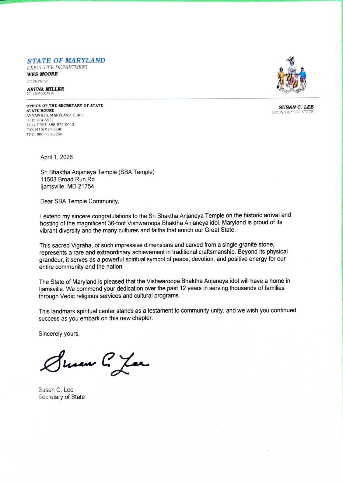 Maryland Secretary of State 2026